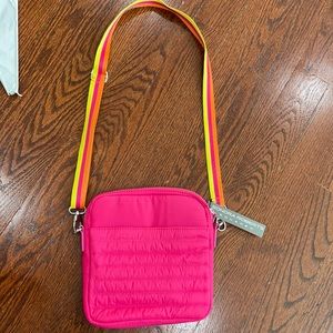 Sondra Roberts Squared neon pink cross body bag